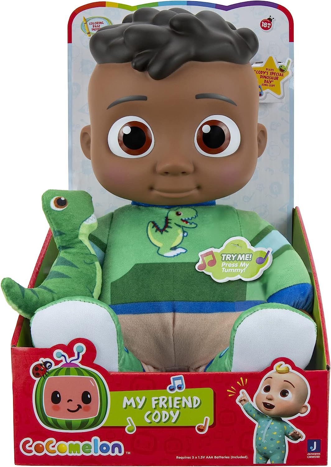 CoComelon Official Musical Bedtime JJ Doll | Soft Plush Body | Press Tummy and JJ Sings Clips from ‘Yes, Yes | Bedtime Song | Includes Feature Plush and Small Pillow Plush Teddy Bear | Multi