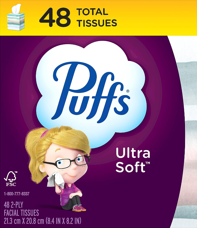 Puffs Ultra Soft Non-Lotion Facial Tissues, 1 Cube, 48 Tissues Per Box