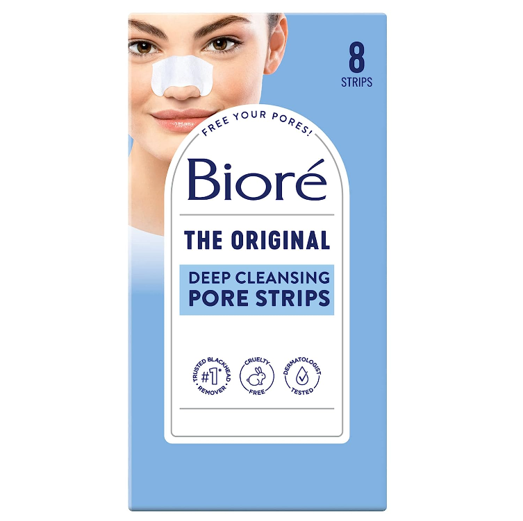 Biore Original Deep Cleansing Pore Strips | Nose Strips for Blackhead Removal | With Instant Pore Unclogging | Features C-Bond Technology | Oil-Free | Non-Comedogenic Use| 8 Count