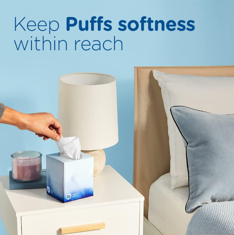 Puffs Ultra Soft Non-Lotion Facial Tissues, 1 Cube, 48 Tissues Per Box