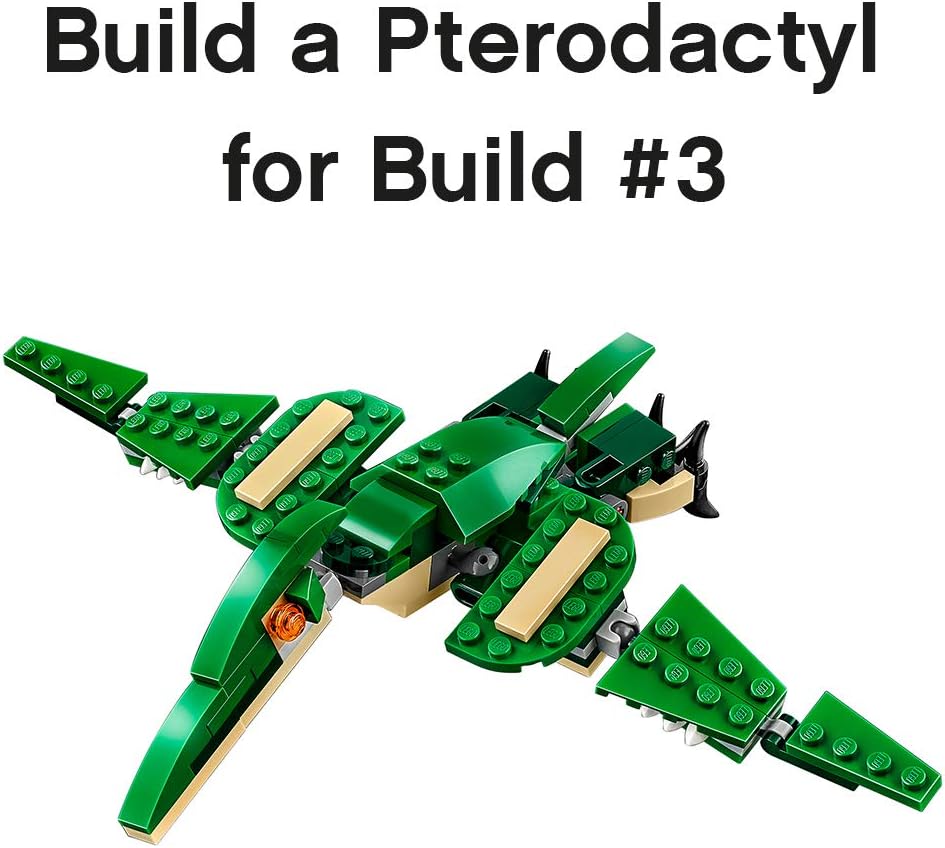 LEGO Creator 3 in 1 Mighty Dinosaur Toy | Transforms from T. rex to Triceratops to Pterodactyl Dinosaur Figures | Great Gift for 7-12 Year Old Boys & Girls | 31058