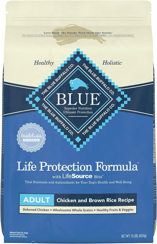 Blue Buffalo Life Protection Formula Natural Adult Dry Dog Food | Chicken and Brown Rice |15-lb