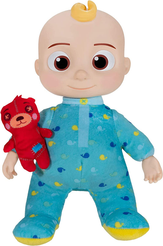 CoComelon Official Musical Bedtime JJ Doll | Soft Plush Body  | Press Tummy and JJ Sings Clips from ‘Yes, Yes | Bedtime Song | Includes Feature Plush and Small Pillow Plush Teddy Bear | Multi