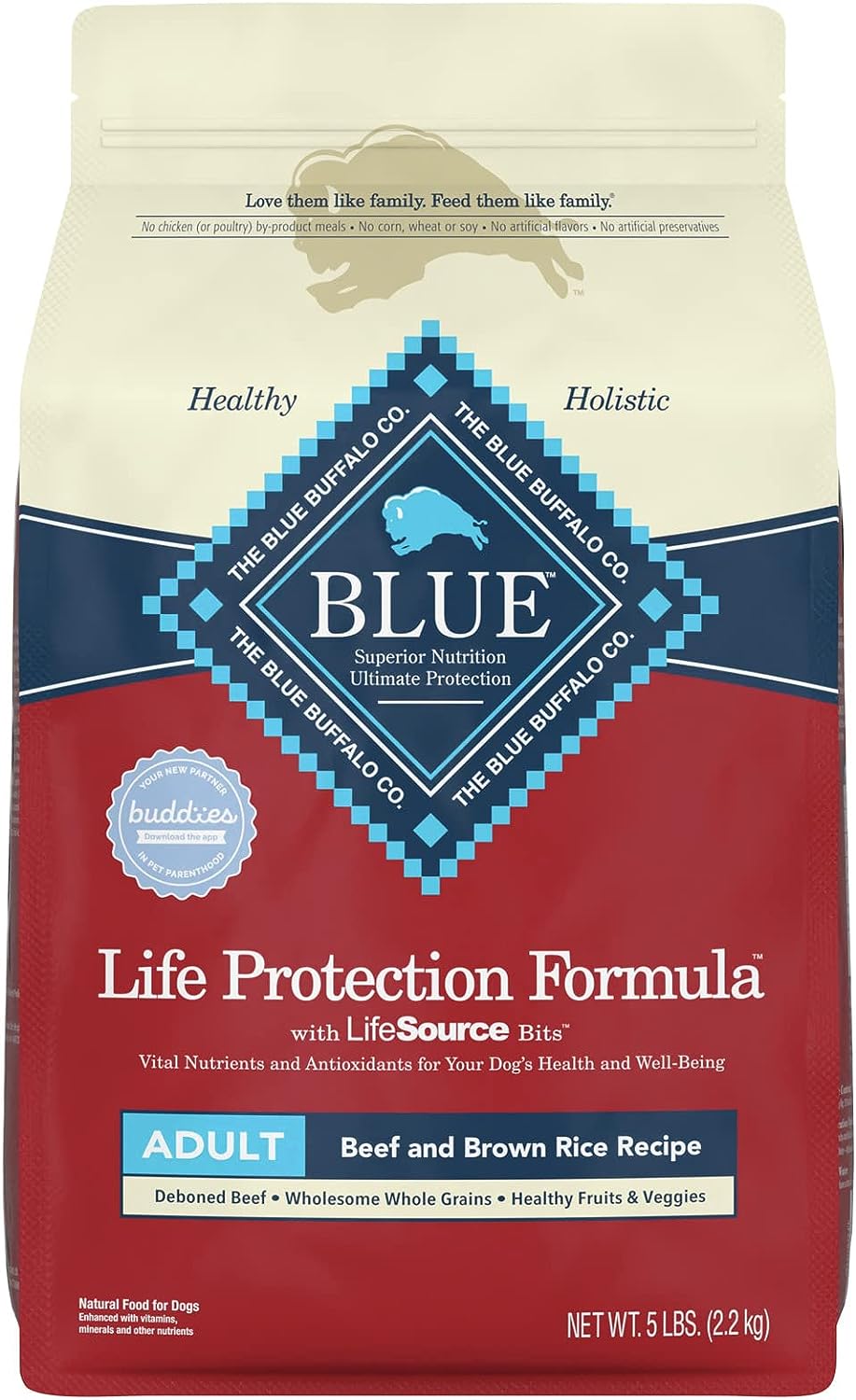 Blue Buffalo Life Protection Formula Natural Adult Dry Dog Food | Beef and Brown Rice |5-lb Trial Size Bag