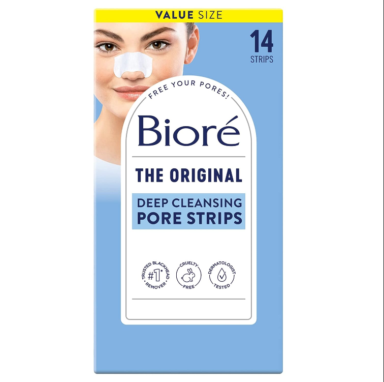 Biore Original Deep Cleansing Pore Strips | Nose Strips for Blackhead Removal | With Instant Pore Unclogging | Features C-Bond Technology | Oil-Free | Non-Comedogenic Use| 8 Count