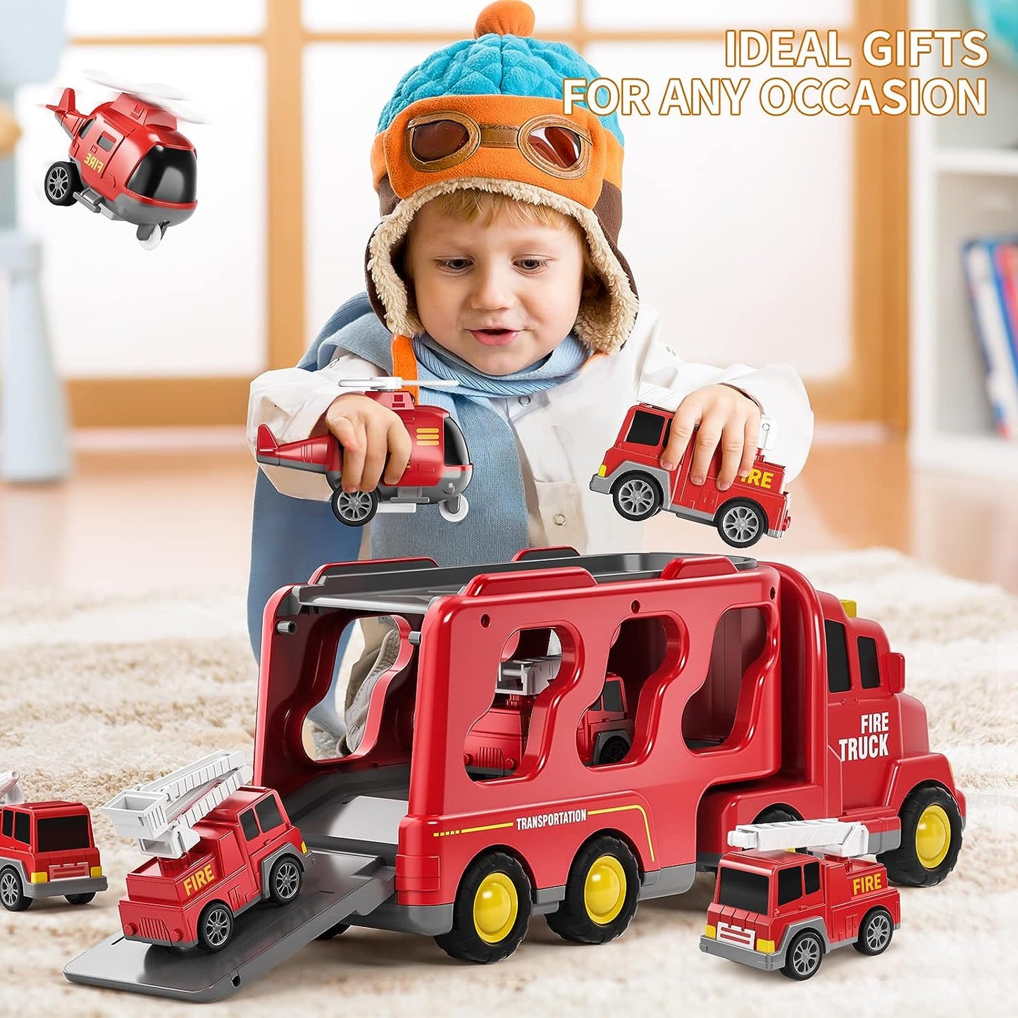 Carrier Truck Transport Cars for Toddlers 1-3 | Friction Power Vehicles for Kids 3-5 | Christmas Birthday Gifts for Boys Girls Age 3-9