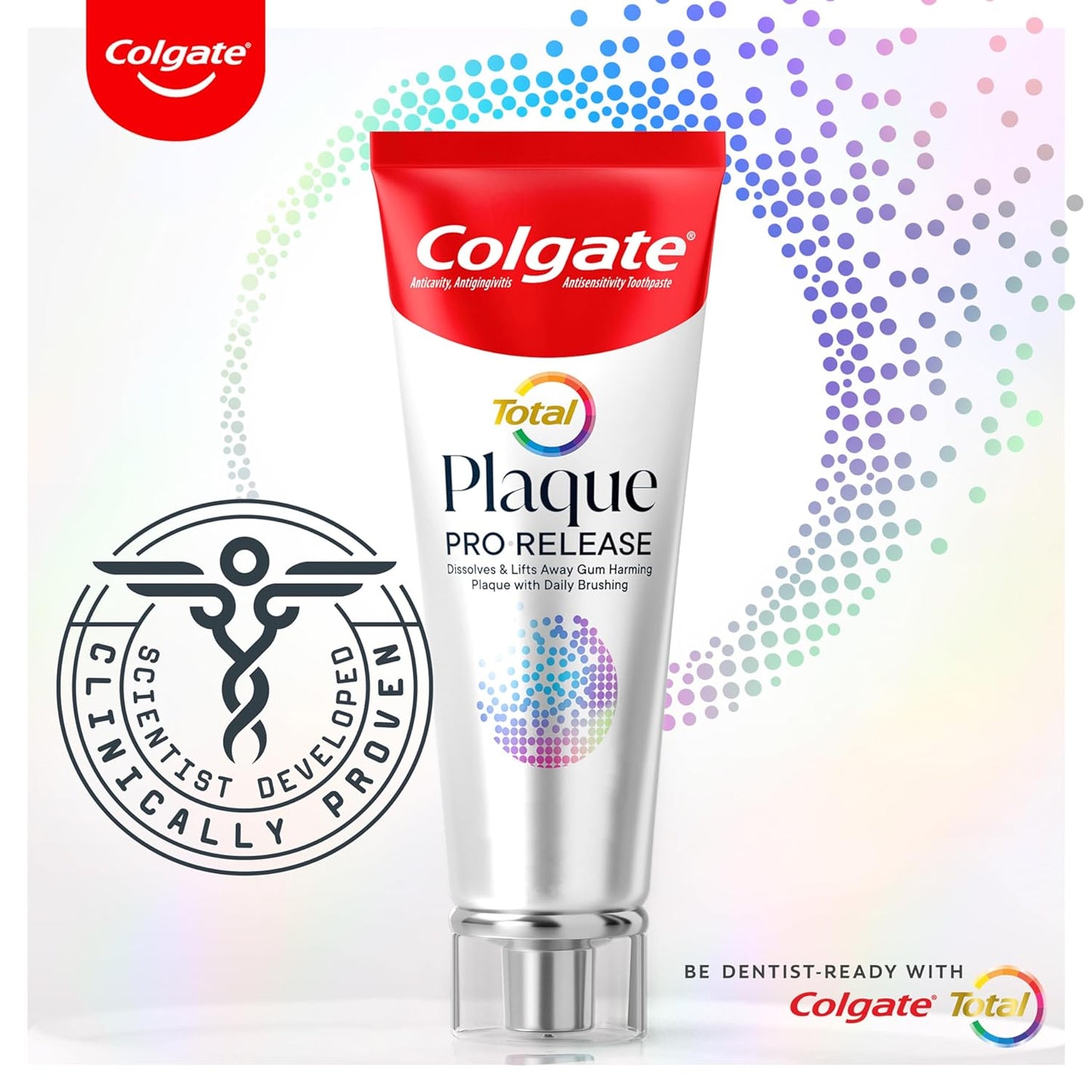 Colgate Total Plaque Pro Release Whitening Toothpaste | Whitening Anticavity Toothpaste | Helps Reduce Plaque and Whitens Teeth | 1 Pack | 3.0 Oz Tube