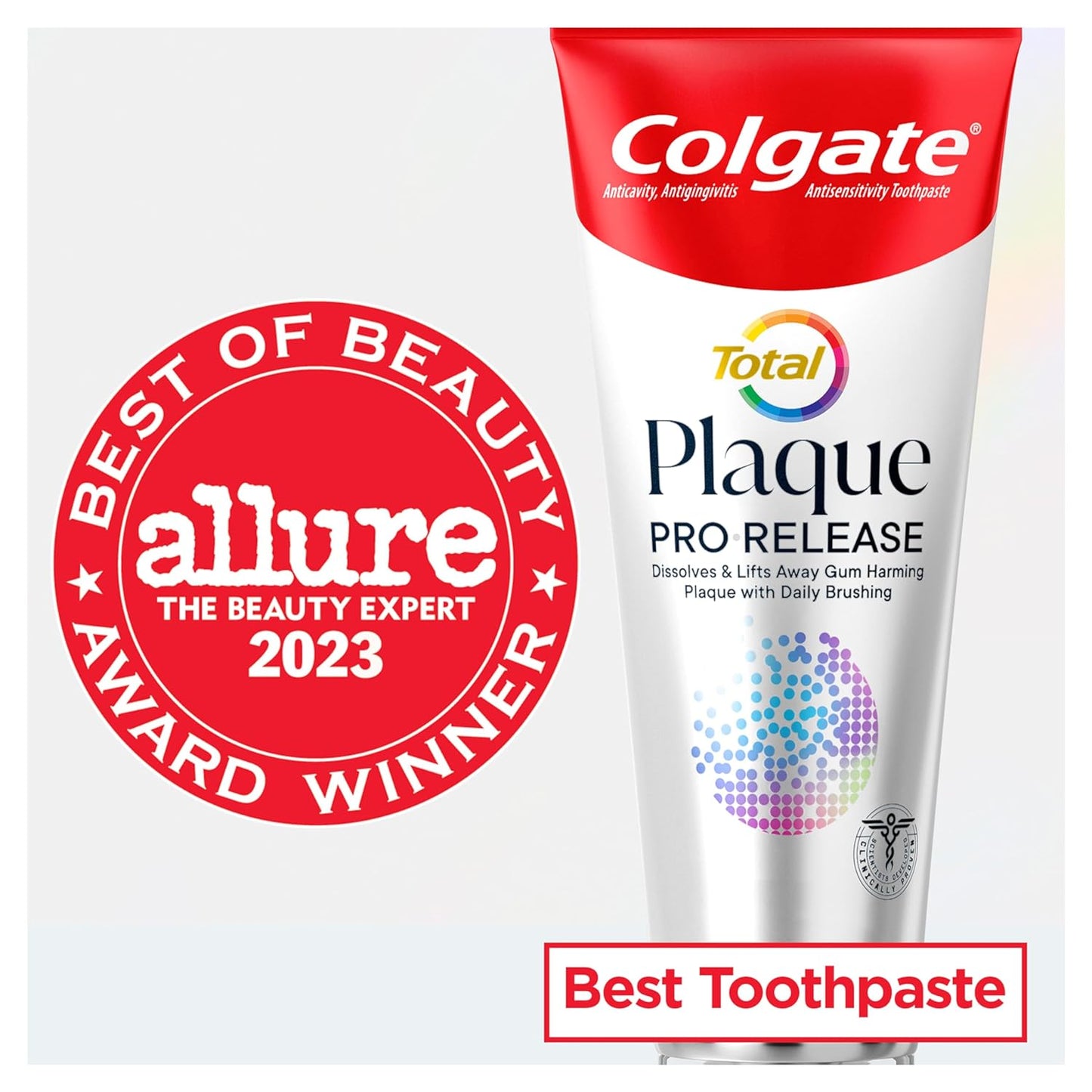 Colgate Total Plaque Pro Release Whitening Toothpaste | Whitening Anticavity Toothpaste | Helps Reduce Plaque and Whitens Teeth | 1 Pack | 3.0 Oz Tube