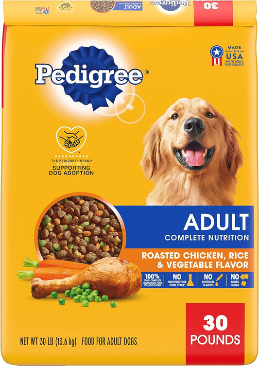 Pedigree Complete Nutrition Adult Dry Dog Food Roasted Chicken | Rice & Vegetable Flavor Dog Kibble | 30 lb. Bag