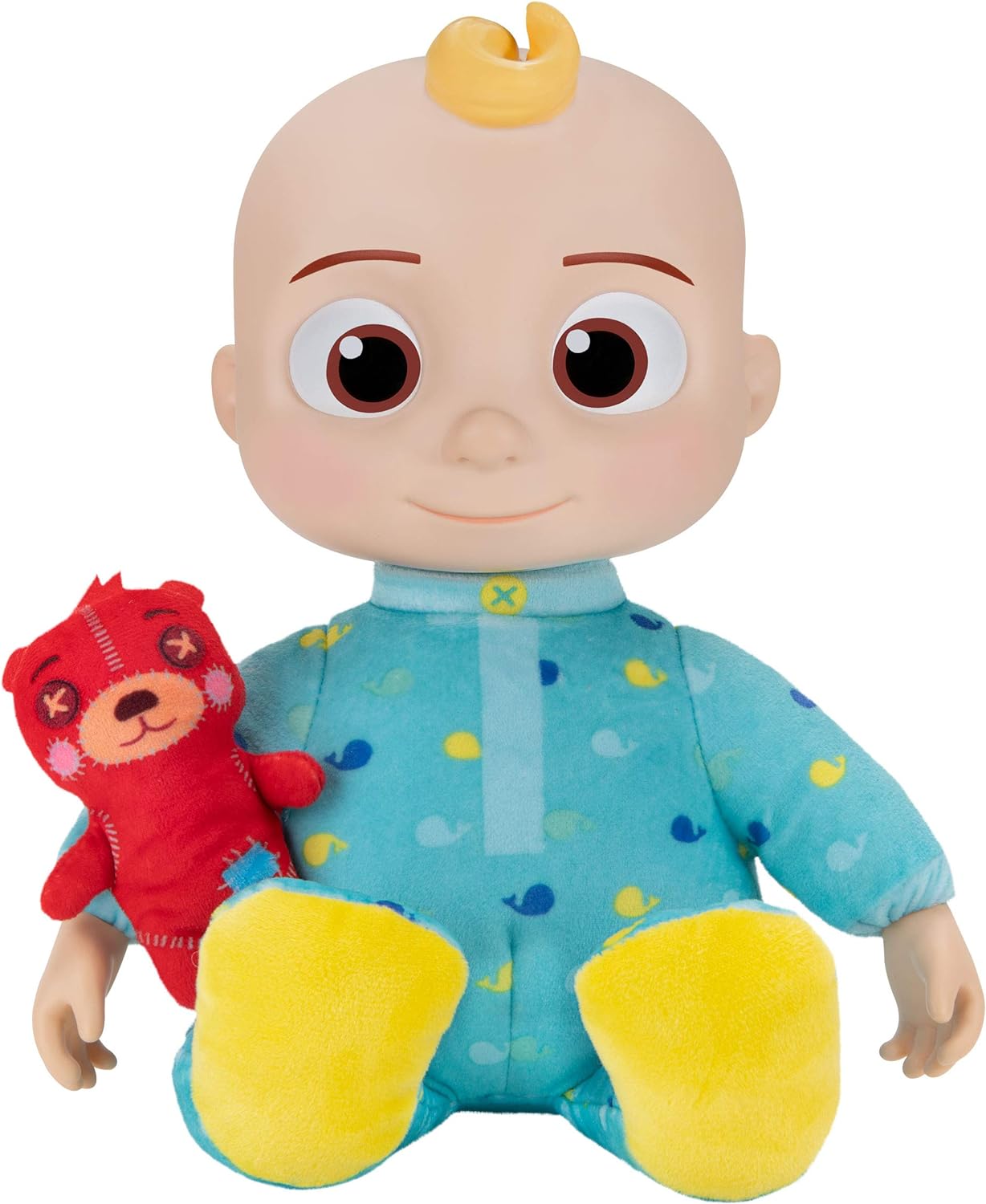 CoComelon Official Musical Bedtime JJ Doll | Soft Plush Body  | Press Tummy and JJ Sings Clips from ‘Yes, Yes | Bedtime Song | Includes Feature Plush and Small Pillow Plush Teddy Bear | Multi