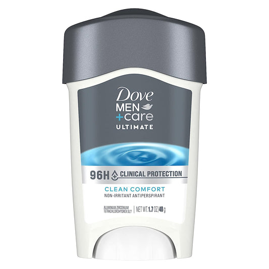 Dove Men+Care Clinical Protection Antiperspirant Clean Comfort Stick for Men 96-Hour Sweat and Odor | Antiperspirant with 1/4 Moisturizing Cream | 1.7 oz