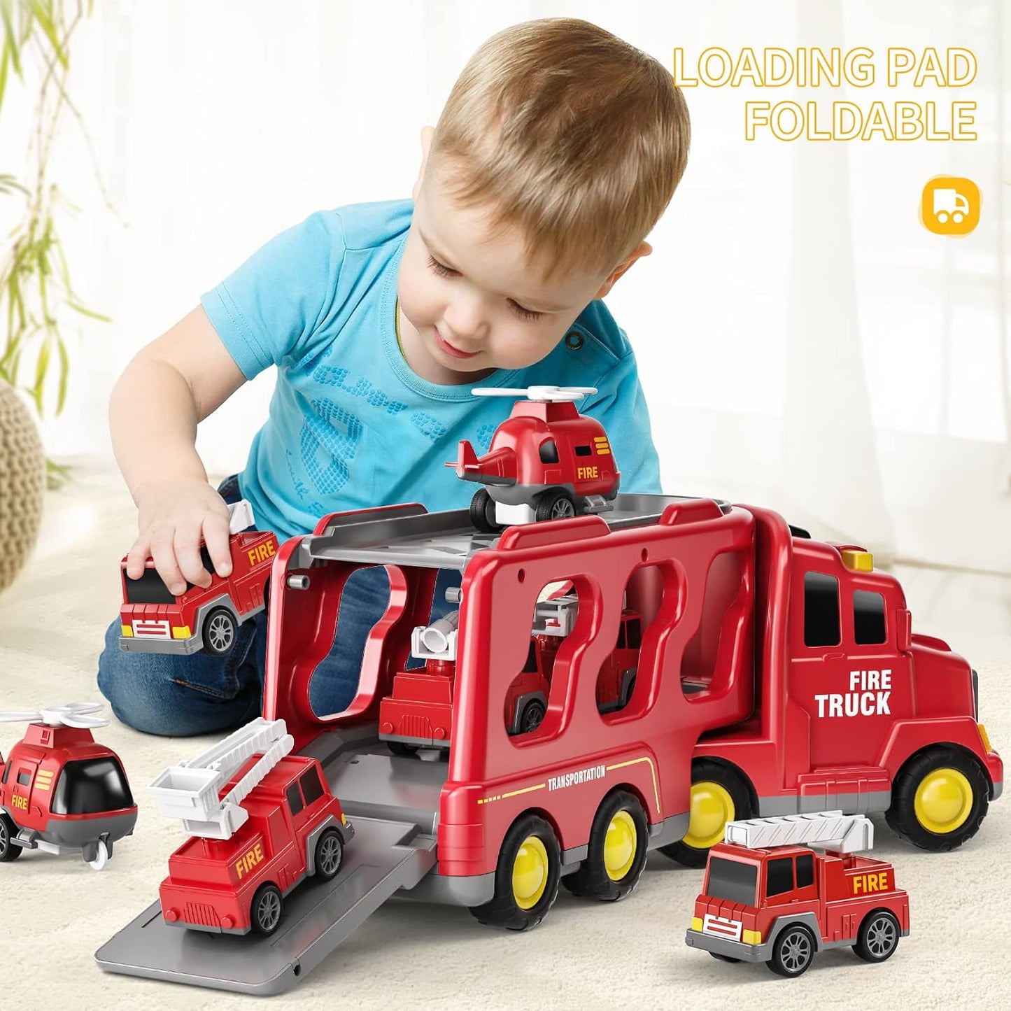 Carrier Truck Transport Cars for Toddlers 1-3 | Friction Power Vehicles for Kids 3-5 | Christmas Birthday Gifts for Boys Girls Age 3-9