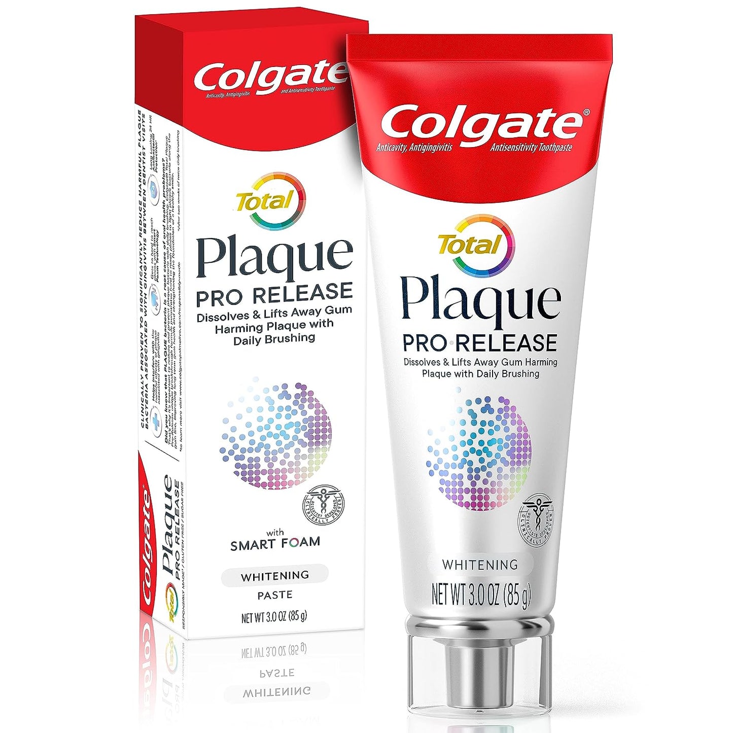 Colgate Total Plaque Pro Release Whitening Toothpaste | Whitening Anticavity Toothpaste | Helps Reduce Plaque and Whitens Teeth | 1 Pack | 3.0 Oz Tube