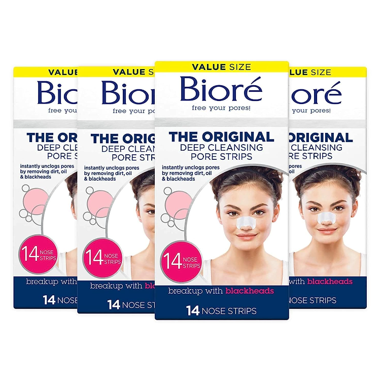 Biore Original Deep Cleansing Pore Strips | Nose Strips for Blackhead Removal | With Instant Pore Unclogging | Features C-Bond Technology | Oil-Free | Non-Comedogenic Use| 8 Count